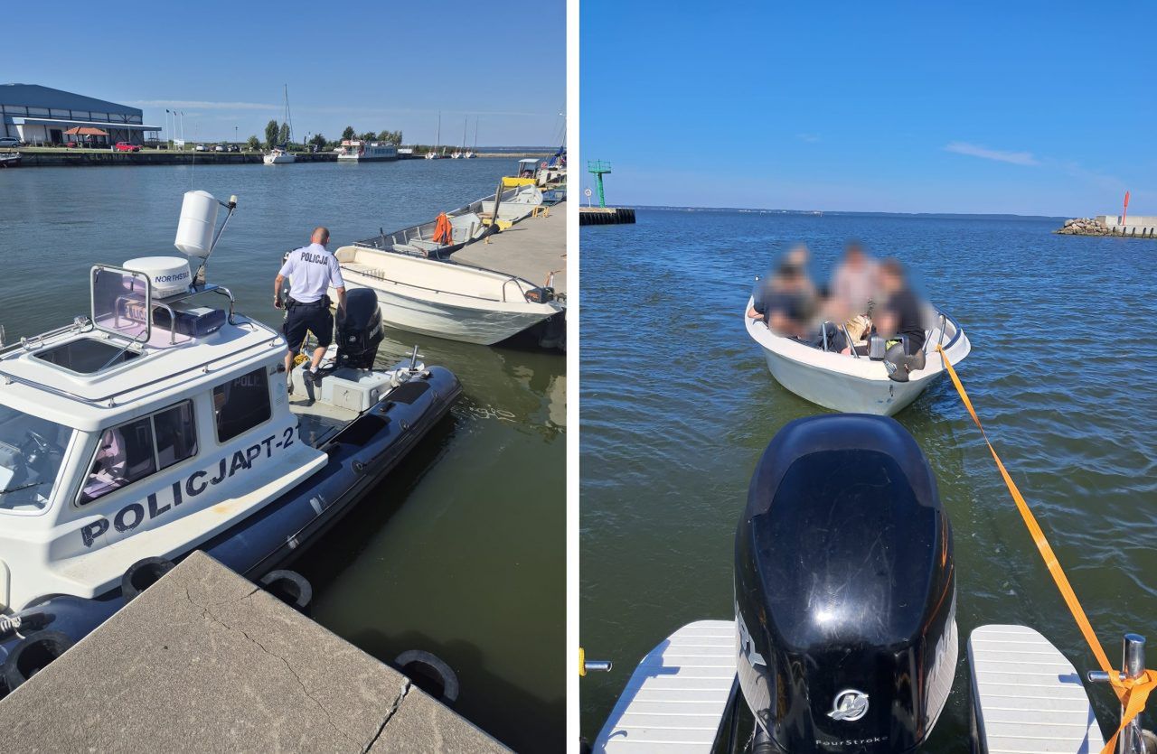 Tolkmicko: Patrol policji uratował cztery osoby na Zalewie Wiślanym. Właściciel łodzi ukarany mandatem