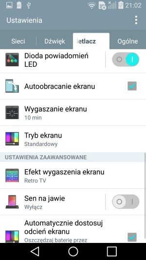 LG G Flex 2 - ustawienia ekranu