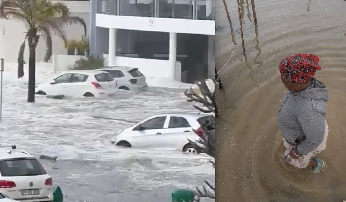 Woda pokazała swoje moce w okolicach Kapsztadu w RPA. Porywała samochody i zalewała ląd