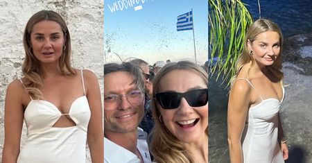 Małgorzata Socha w białej, wydekoltowanej sukience pozdrawia z greckiego wesela. Olśniewająco? (ZDJĘCIA)