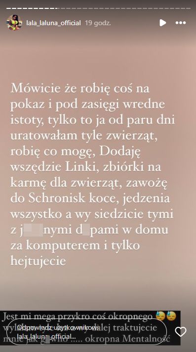 Laluna odpowiada na krytykę