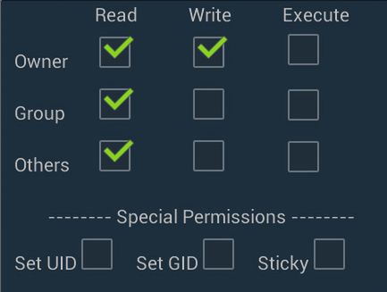 Permissions / Uprawnienia w Root Explorer po angielsku