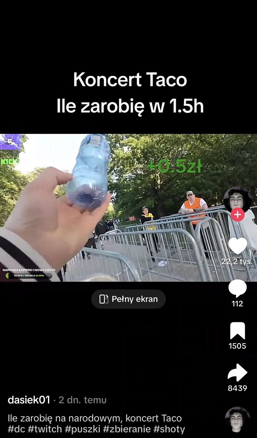 Streamer poszedł na koncert Taco i zbierał butelki