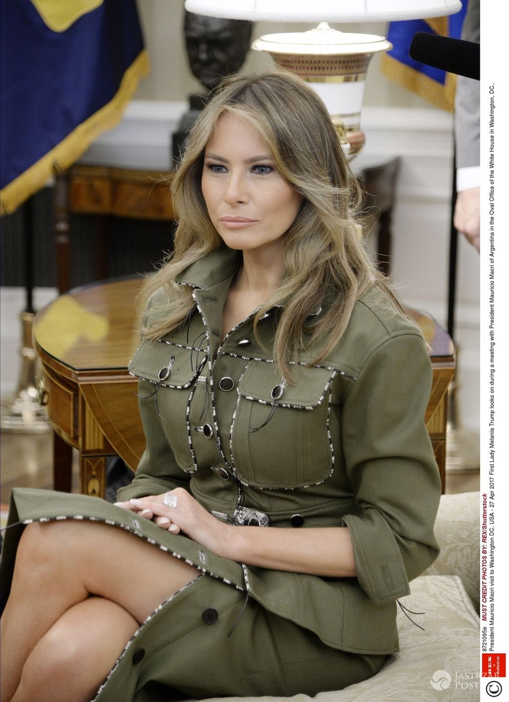 Melania Trump w zielonej sukience