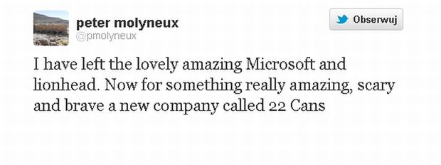Peter Molyneux, twórca Fable, wizjoner i projektant gier, odchodzi z Microsoftu!
