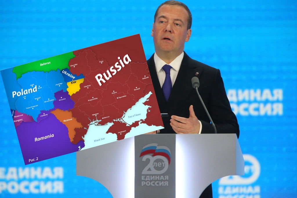 Miedwiediew znowu szokuje. Pokazał swoją mapę Ukrainy