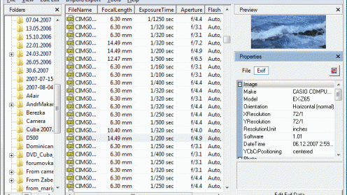 Edytowanie danych zdjęć z Exif Pilot 1