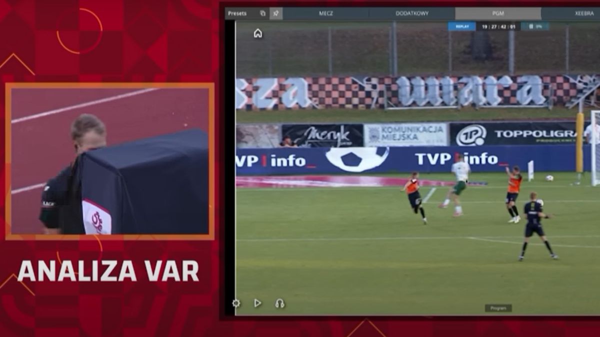 YouTube / Na zdjęciu: problemy z VAR w meczu Chrobry Głogów - Śląsk Wrocław