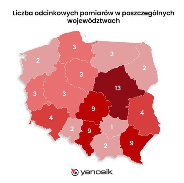 Liczba odcinkowych pomiarów prędkości w Polsce