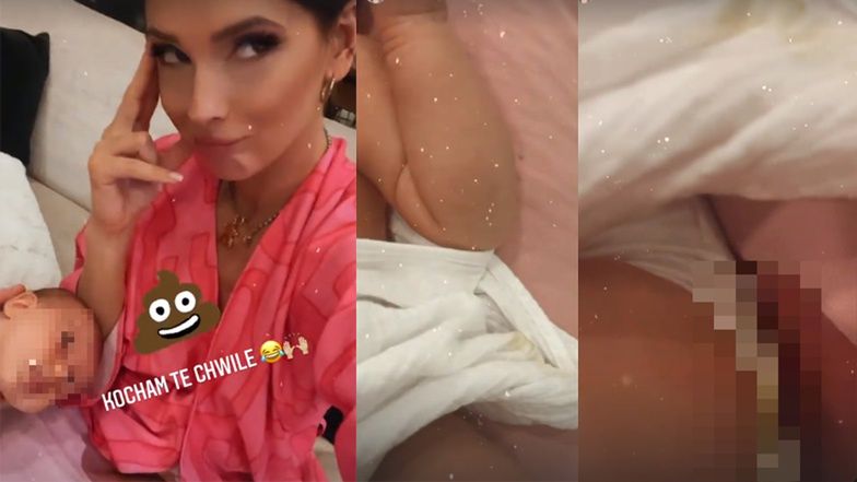 Klaudia Halejcio nagrywa córkę w brudnej pieluszce 