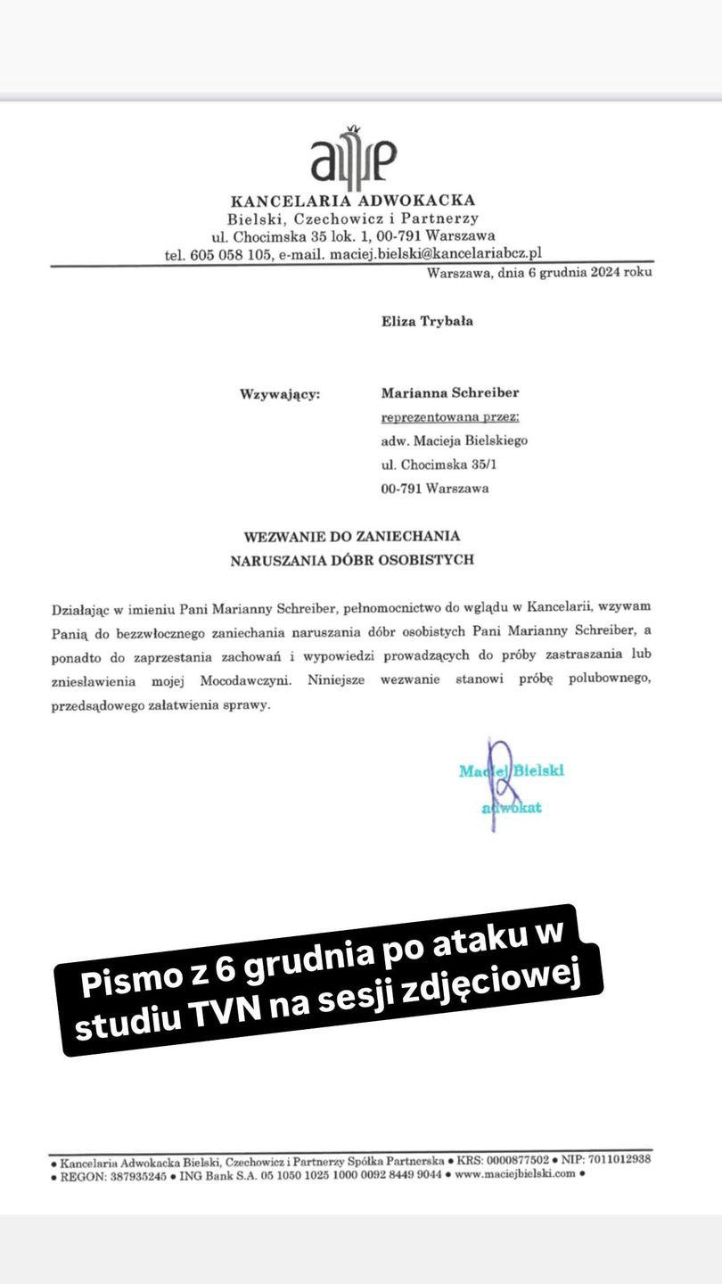 Marianna Schreiber zamieściła oświadczenie
