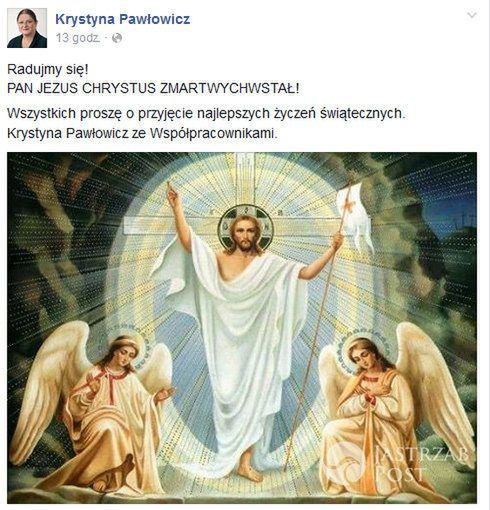 Krystyna Pawłowicz pomyliła datę zmartwychwstania Pańskiego