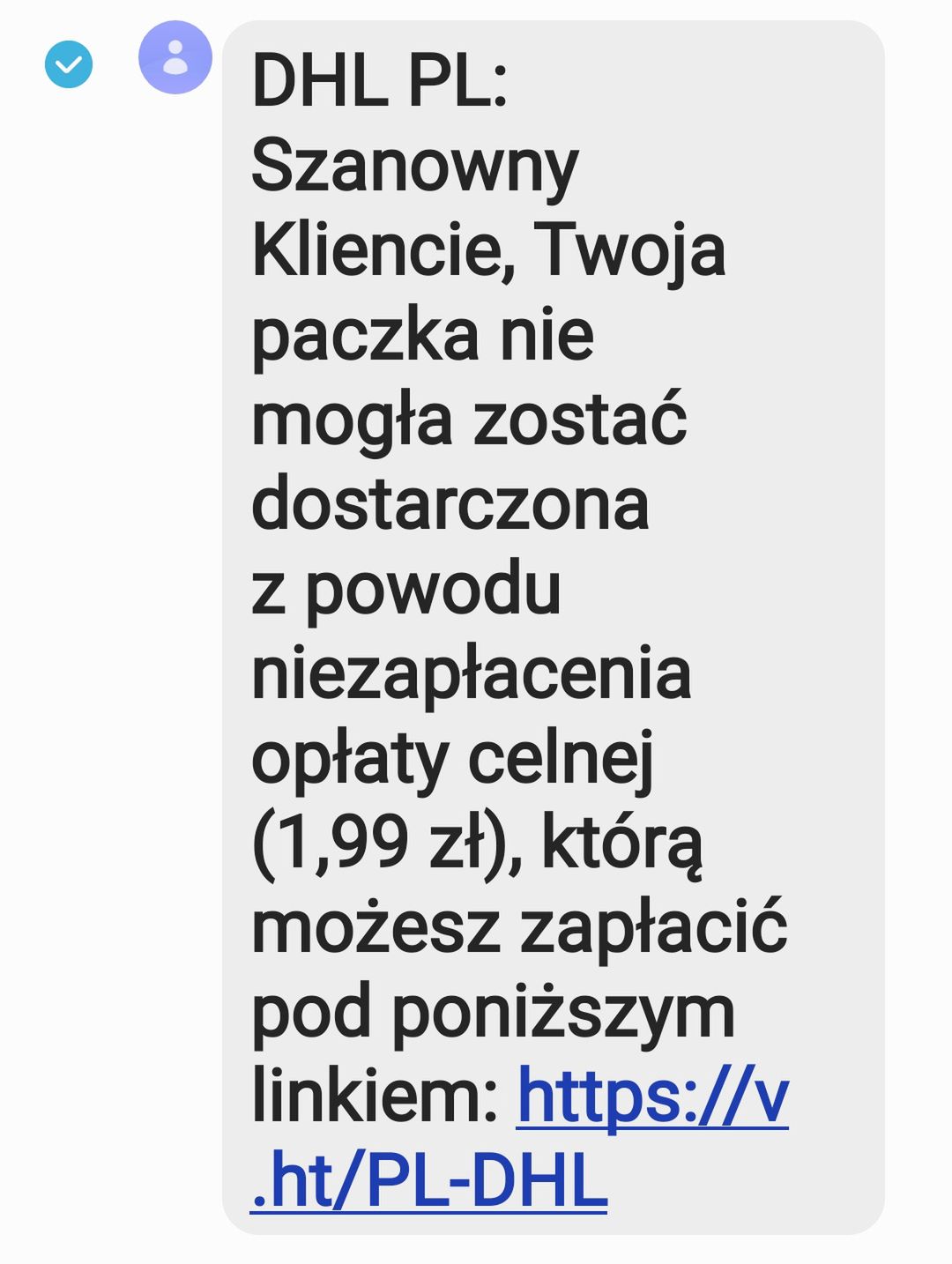 Fałszywa wiadomość SMS