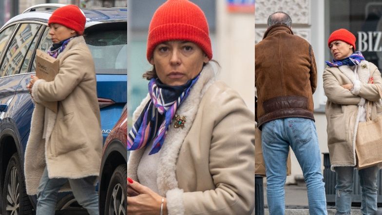 Anna Mucha podczas codziennych obowiązków