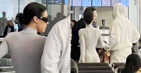Bianca Censori świeci pośladkami w prześwitującym body na lotnisku w Tokio