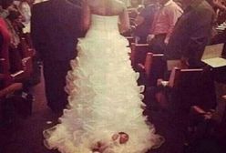 Przymocowała dziecko do trenu sukni ślubnej. "Chrystus nad nią czuwał"