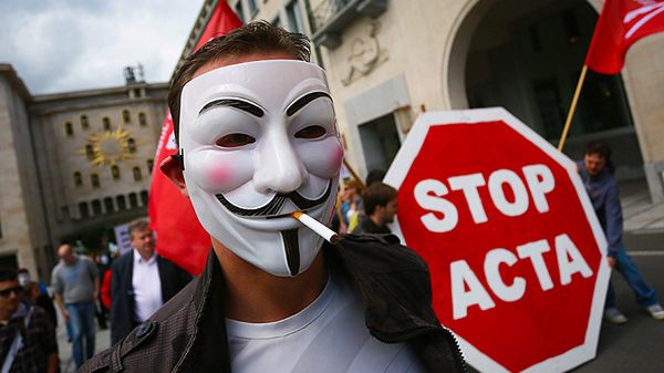 Protest przeciwko ACTA w Brukseli