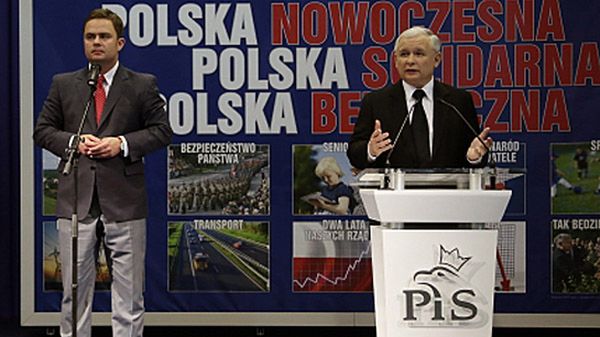 Prezes PiS Jarosław Kaczyński oraz rzecznik partii Adam Hofman