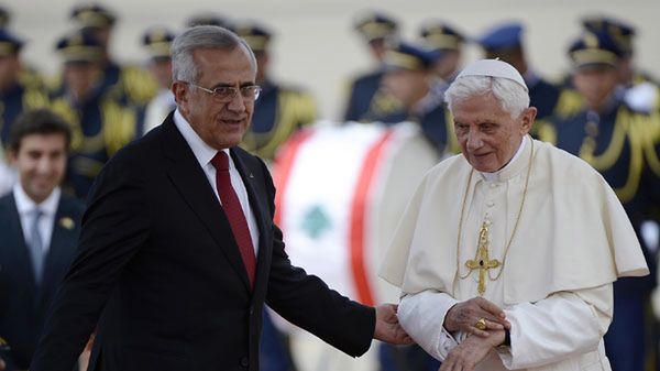 Prezydent Libanu Michel Sleiman wita Benedykta XVI