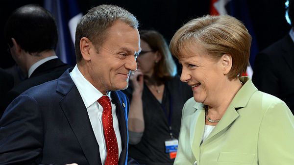 Premier Donald Tusk i kanclerz Niemiec Angela Merkel