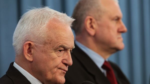 Szef SLD Leszek Miller i przewodniczący OPZZ Jan Guz