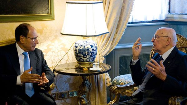 Prezydent Giorgio Napolitano przewodniczący senatu Renato Schifani