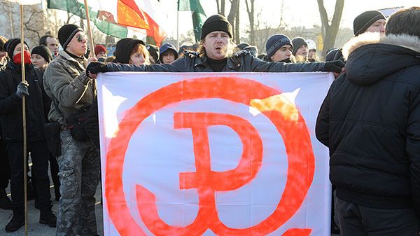 Protest przeciw ACTA przed Stadionem Narodowym