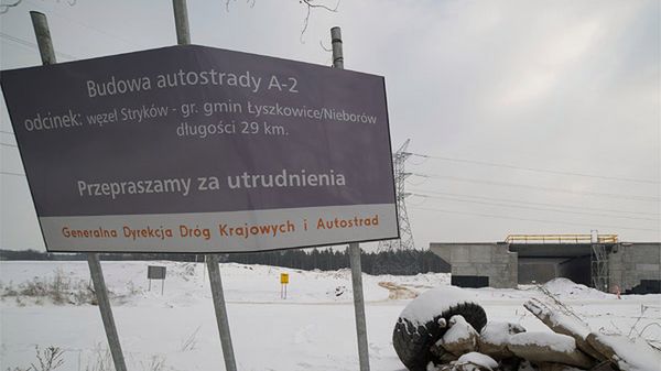 Fragment A2 między Łodzią a Warszawą, odcinek nie dokończony przez firmę COVEC