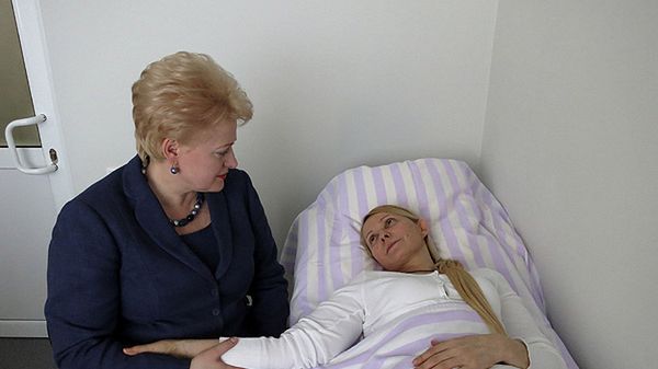 Julia Tymoszenko podczas piątkowej wizyty prezydent Litwy Dalii Grybauskaite