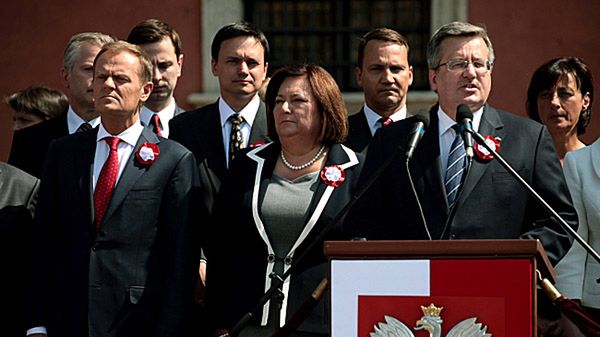 Bronisław Komorowski podczas Uroczystości Święta Narodowego 3 Maja na Placu Zamkowym w Warszawie.