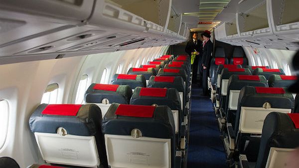 Wnętrze jednego z samolotów należącego do przewoźnika OLT Express