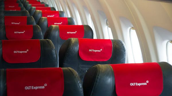 Wnętrze jednego z samolotu obsługiwanego przez przewoźnika OLT Express