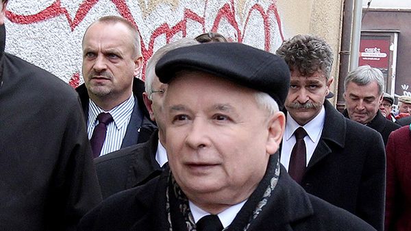 Jarosław Kaczyński podczas wizyty w Kielcach