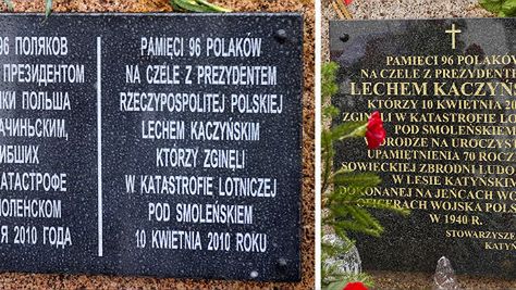 Tablica upamiętniająca ofiary katastrofy prezydenckiej delegacji została zamieniona