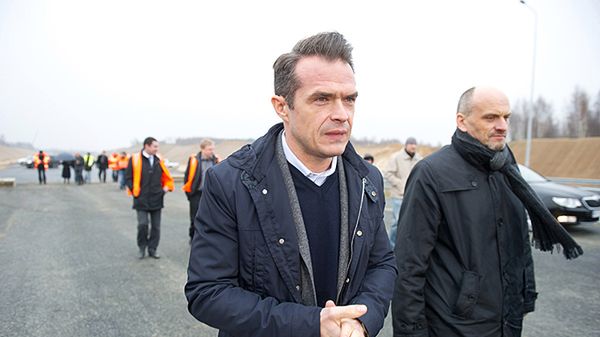 Minister Sławomir Nowak podczas wizytacji budowy autostrady A2