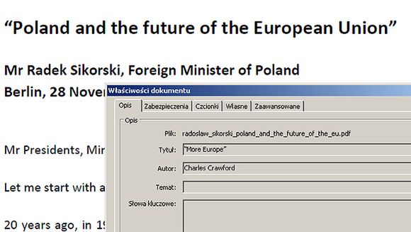 W rubryce "autor" dokumentu widnieje Charles Crawford