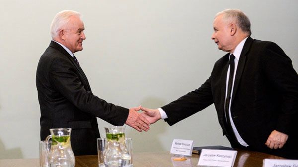 Prezes PiS Jarosław Kaczyński i lider SLD Leszek Miller