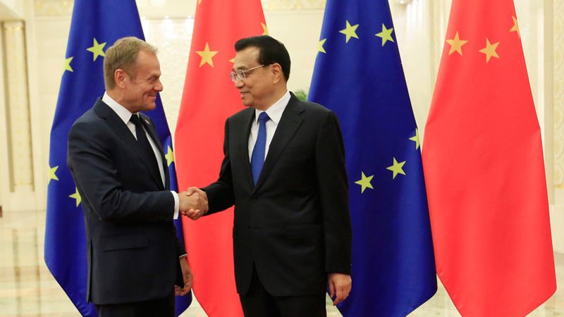 Przewodniczący Rady Europejskiej Donald Tusk i premier Chin Li Keqiang.