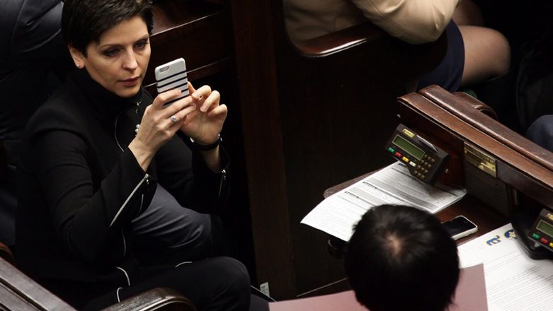 Posłanka PO Joanna Mucha na sali sejmowej.