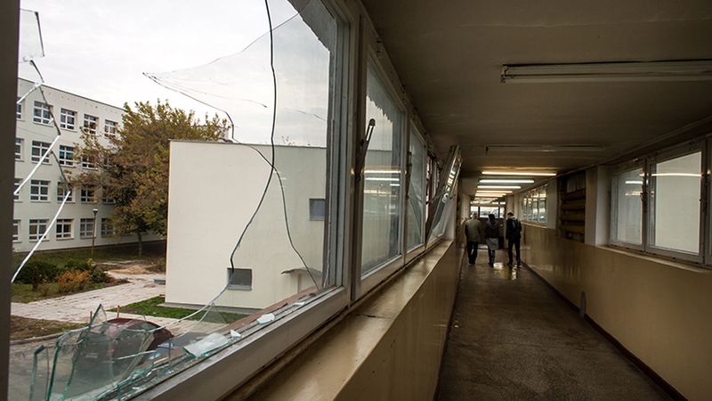Miejsce wypadku - łącznik między budynkami Uniwersytetu Technologiczno-Przyrodniczego w Bydgoszczy.