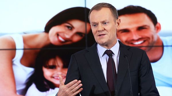 Premier Donald Tusk podczas konferencji prasowej nt. polskiej rodziny