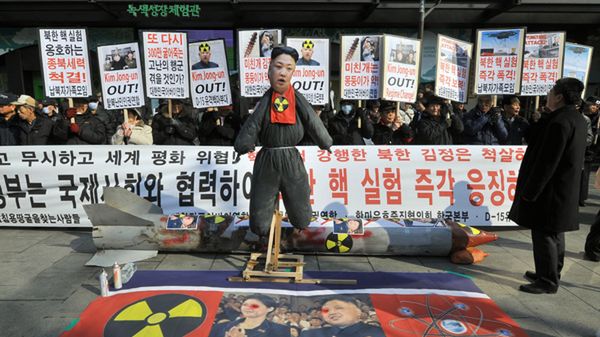 Protest w Korei Południowej po próbie jądrowej Korei Północnej