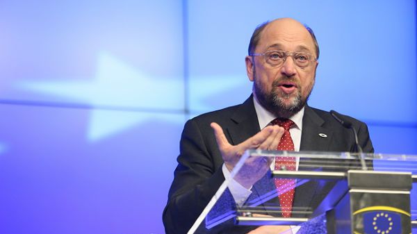 Martin Schulz podczas konferencji prasowej