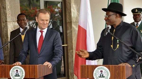 Premier Donald Tusk i prezydent Goodluck Jonathan