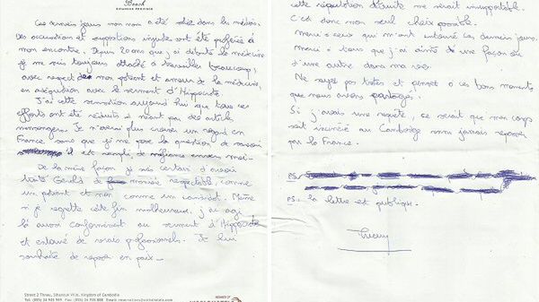 List, który pozostawił Thierry Costa