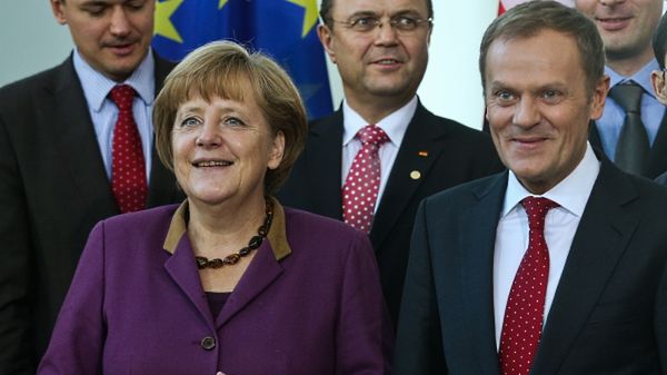 Premier Donald Tusk i kanclerz Niemiec Angela Merkel
