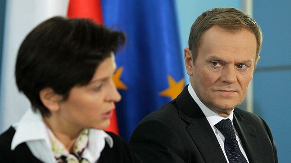 Premier Donald Tusk i minister sportu Joanna Mucha