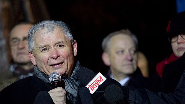 Jarosław Kaczyński podczas marszu
