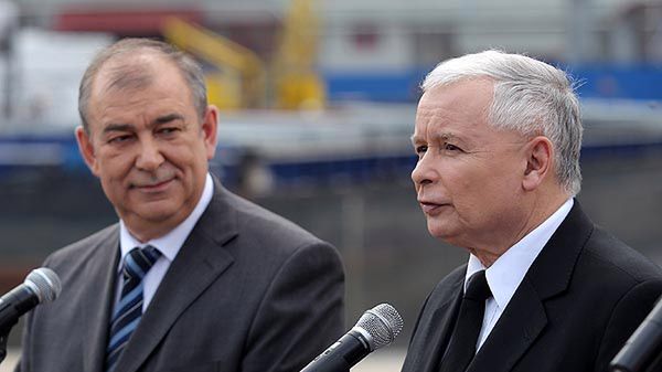 Kandydat PiS na prezydenta Elbląga Jerzy Wilk i prezes PiS Jarosław Kaczyński