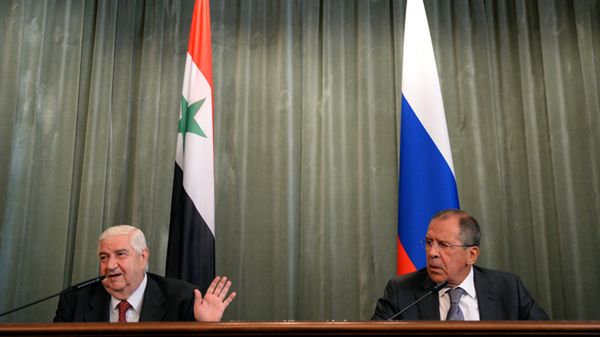Ministrowie spraw zagranicznych Syrii i Rosji - Walid el-Mualim i Siergiej Ławrow